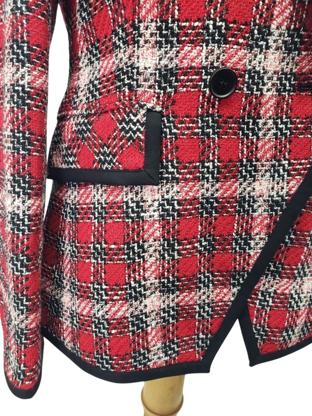 Veronica Beard Harriet Red Black Tweed Double Breasted Dickey Blazer Jacket 4 - Picture 9 of 16